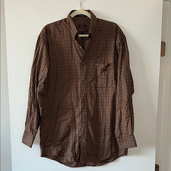 Brown and Navy Checkered Men's Shirt - Picture 1 of 4